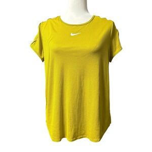 Nike‎ Court Dri-FIT Tennis Top Mustard Yellow Short Sleeve Athletic Shirt XL